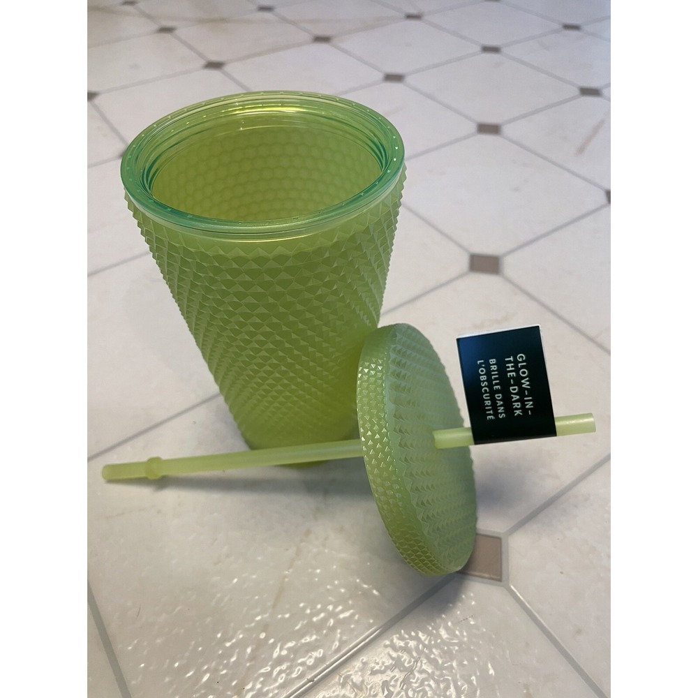 Starbucks 16oz Tumbler Studded Lemongrass Glow in the Dark 2022 Straw Halloween - Picture 2 of 8